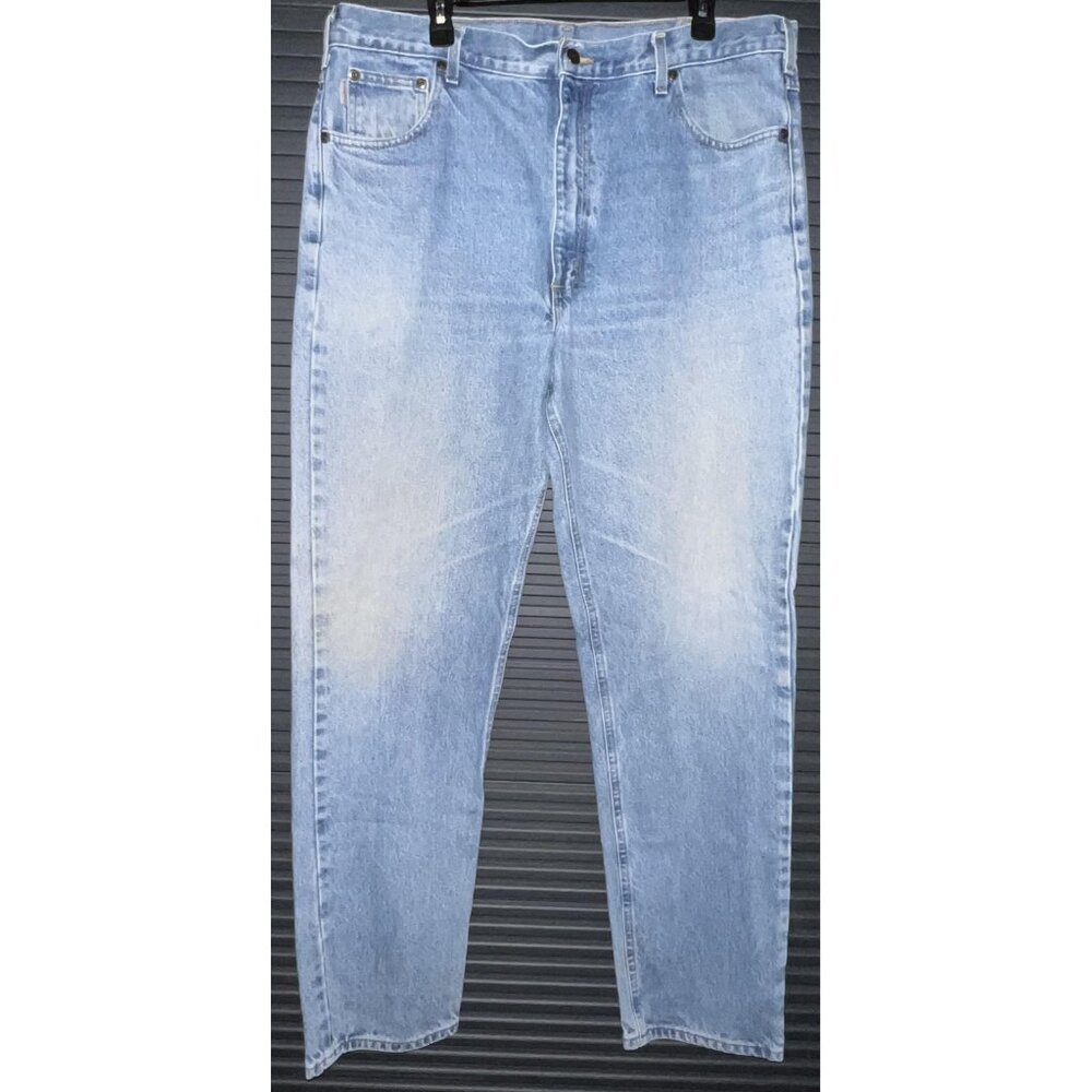 Carhartt Jeans Mens 40x34 Blue Traditional Fit Straight Stonewash Denim Pants - Picture 2 of 12